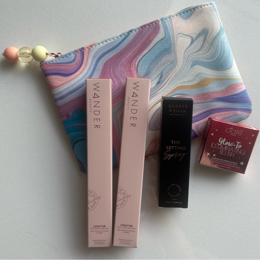 NIB Wander Beauty Lipsetter Dual Lipstick & Liner Ticket to Tawny MakeUp Bundle
